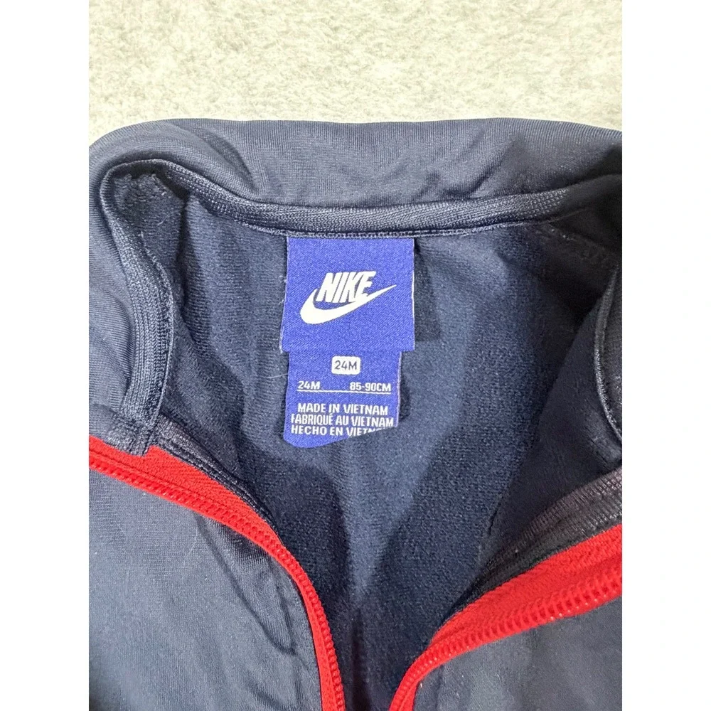 Nike Track Jacket Kids 24M Navy Red ‎ Colorblock Full Zip Futura Logo